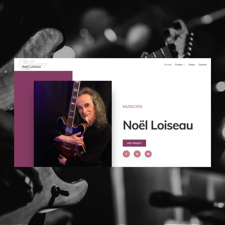 Noël Loiseau - Création de site web sur-mesure pour musicien - Identité visuelle, logo, agenda d'événements